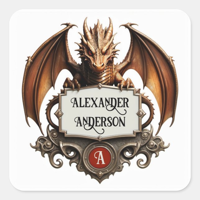Pegatina Cuadrada Dungeon Dragon Personaliza (Anverso)