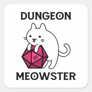 Pegatina Cuadrada Dungeon Meowster Cat Funny