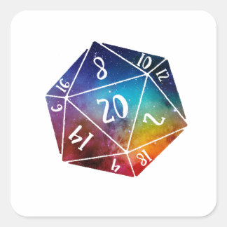 Pegatina Cuadrada Dungeons and Dragons, D20