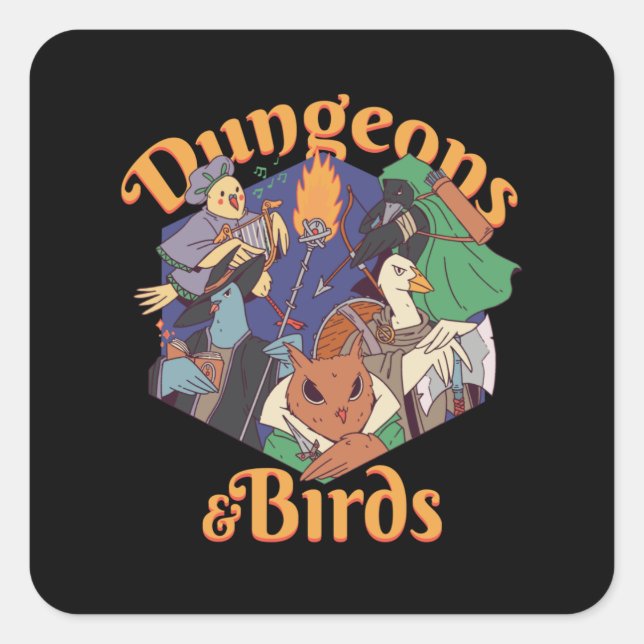 PEGATINA CUADRADA DUNGEONS & BIRS (Anverso)