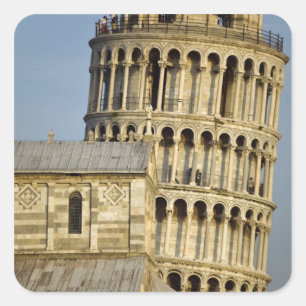 Pegatina Cuadrada Duomo y Torre Inclinada, Pisa, Toscana, Italia