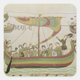 Pegatina Cuadrada Duque Guillermo de Normandía cruza el mar