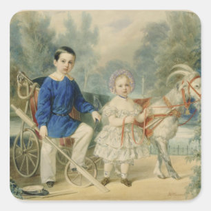 Pegatina Cuadrada Duque magnífico Alexander y duque magnífico Alex