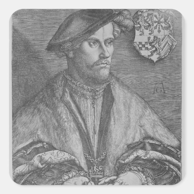 Pegatina Cuadrada Duque Wilhelm V de Cleve, 1540 (Anverso)