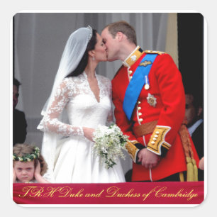 Pegatina Cuadrada Duque y duquesa del Boda Real de Cambridge