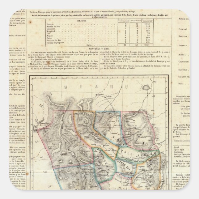 Pegatina Cuadrada Durango, México (Anverso)