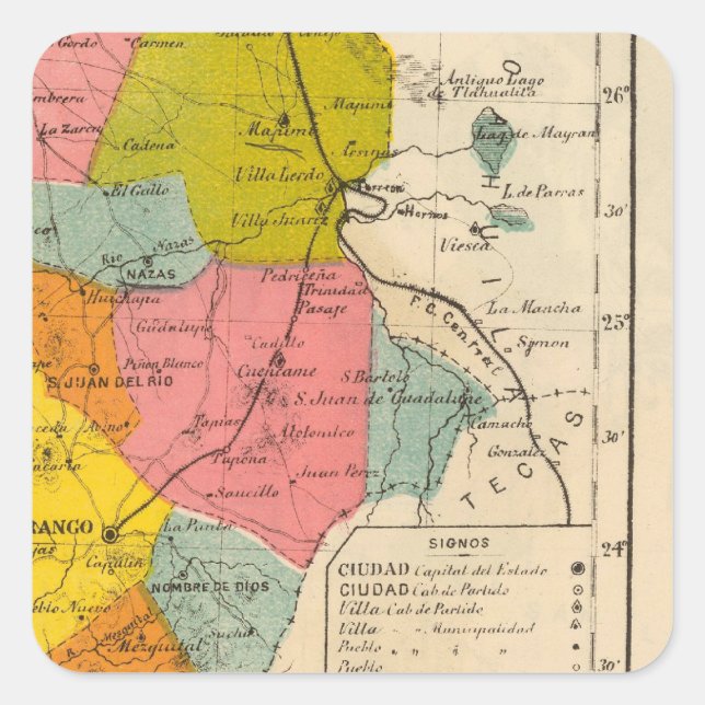 Pegatina Cuadrada Durango, México (Anverso)