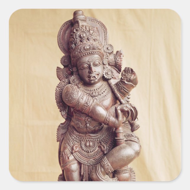 Pegatina Cuadrada Durga, del sur de India (Anverso)