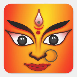 Pegatina Cuadrada Durga, diosa hindú