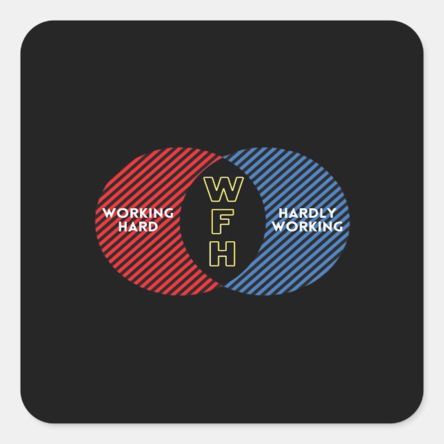 Pegatina Cuadrada Duro trabajo - WFH (Anverso)