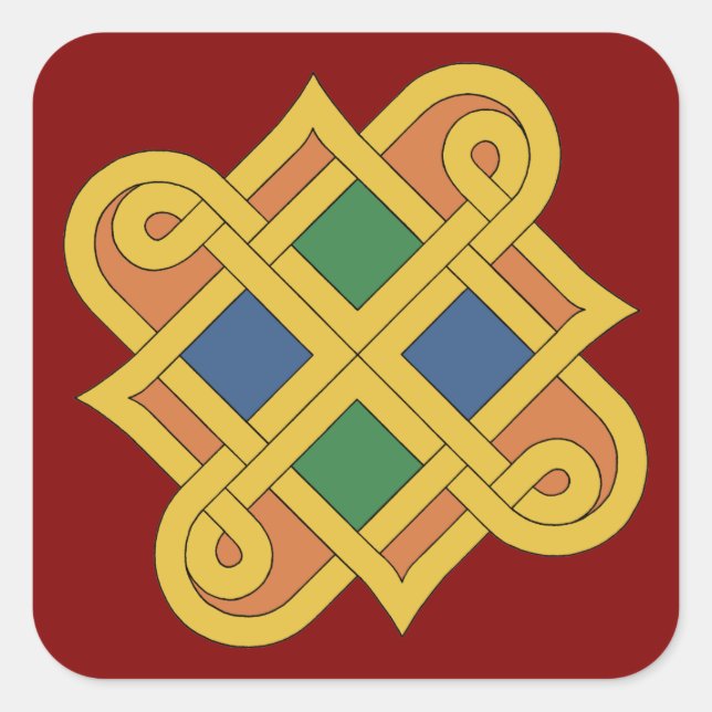 Pegatina Cuadrada Durrow Knotwork 2016 (Anverso)