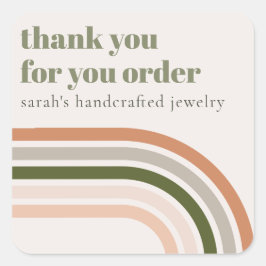 Pegatina Cuadrada Dusky Bold Retro Desierto Arcoiris Gracias Por Neg