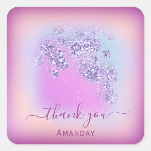 Pegatina Cuadrada Dusty Blue Glitter Berry Gracias 16º Glam