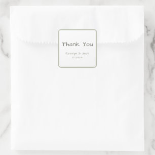 Pegatina Cuadrada Dusty Green Casual Handwriting Gracias