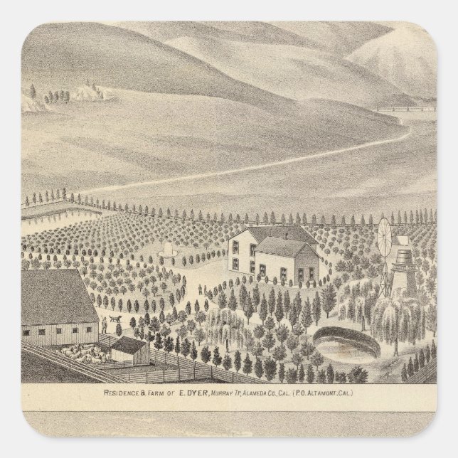 Pegatina Cuadrada Dyer, propiedades de Hupers (Anverso)