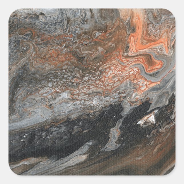 Pegatina Cuadrada Dynamic Earth Tones and Swirls (Anverso)