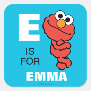 Pegatina Cuadrada E es para Elmo   Añadir su nombre
