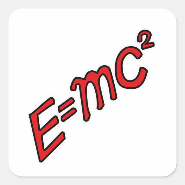 Pegatina Cuadrada E = mc² – Modo Genio Activado (Anverso)
