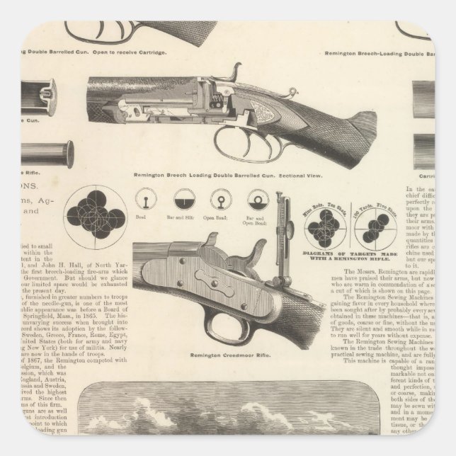 Pegatina Cuadrada E Remington e hijos (Anverso)