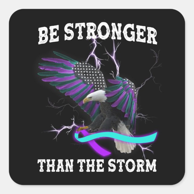 Pegatina Cuadrada Eagle I Usa Prevención Del Suicidio Verde azulado  (Anverso)