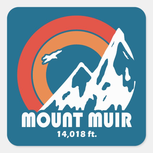Pegatina Cuadrada Eagle Sun de Mount Muir California (Anverso)