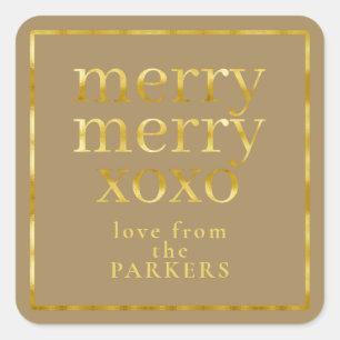 Pegatina Cuadrada Earth Tones Gold Merry Merry XOXO ID1009