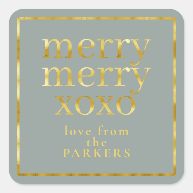 Pegatina Cuadrada Earth Tones Gold Merry Merry XOXO ID1009 (Anverso)