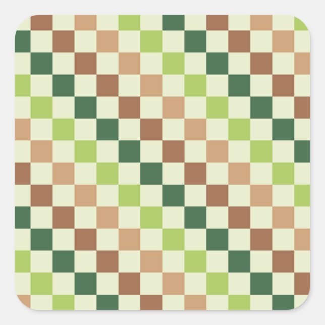 Pegatina Cuadrada Earthy rainbow diagonal checkerboard pattern (Anverso)