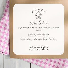 Pegatina Cuadrada Easter Basket Minimalist Bakery Ingredient Product