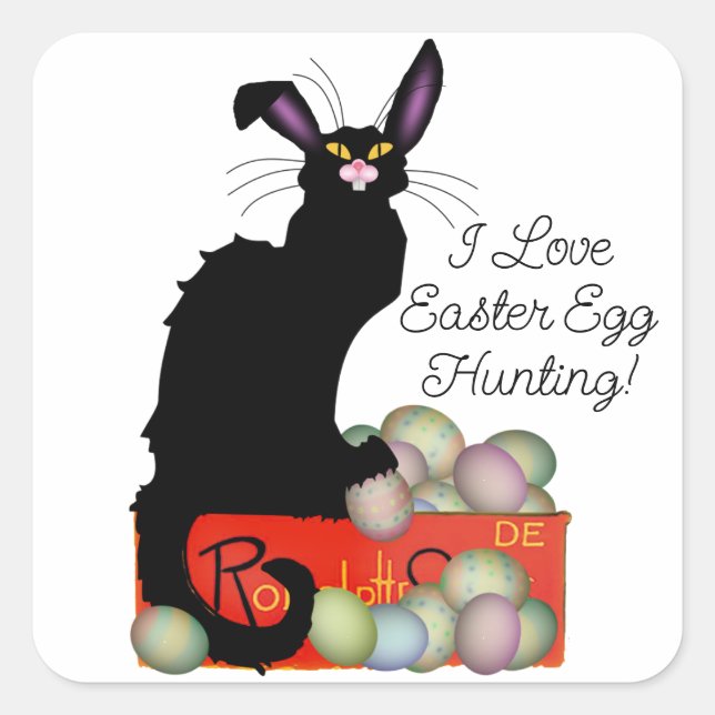 Pegatina Cuadrada Easter Bunny Le Chat Noir (Anverso)