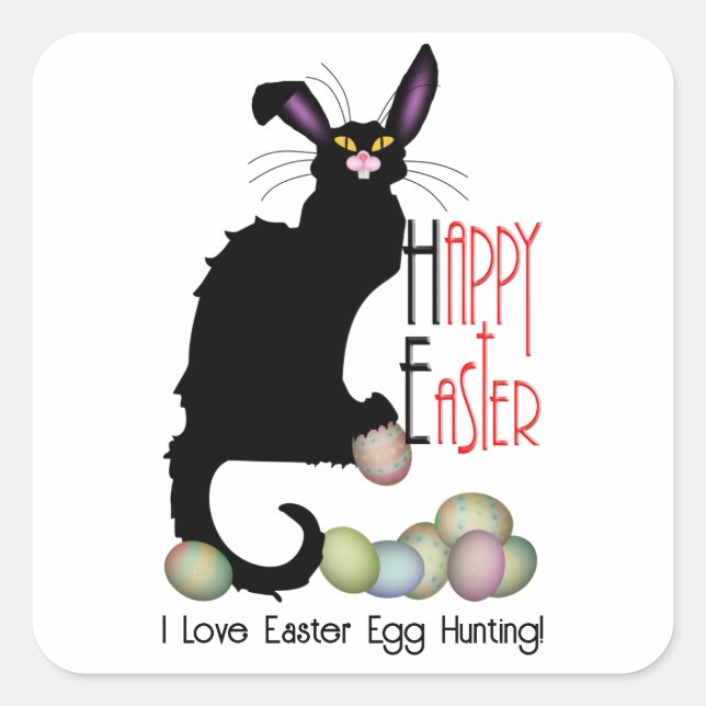 Pegatina Cuadrada Easter Bunny Le Chat Noir (Anverso)