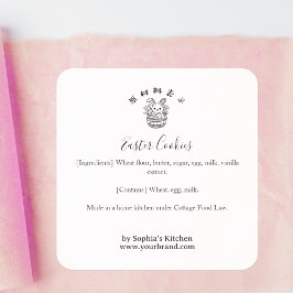 Pegatina Cuadrada Easter Bunny Minimalist Bakery Ingredient Product