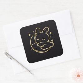 Pegatina Cuadrada Easter Bunny Moon Gold Line Art Sticker