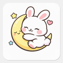 Pegatina Cuadrada Easter Bunny Moon Sticker | Spring Gift Idea