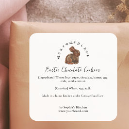 Pegatina Cuadrada Easter Chocolate Rabbit Bakery Ingredient
