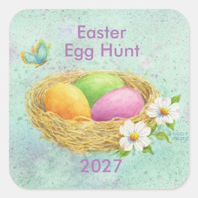 Pegatina Cuadrada Easter Egg Hunt Stickers 2027 (Anverso)