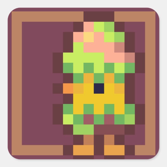 Pegatina Cuadrada Easter egg Pixelart, Pixel Art (Anverso)