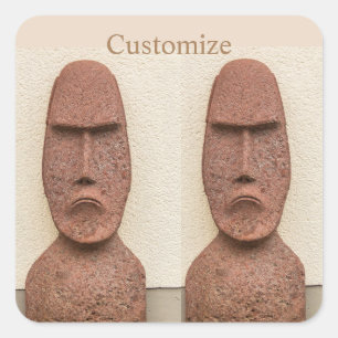 Pegatina Cuadrada Easter Island Moai Head Thunder_Cove