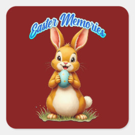 Pegatina Cuadrada Easter Memories – Cute Bunny - Autocolante