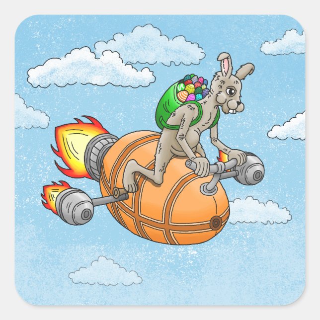 Pegatina Cuadrada Easter Rocket Bunny (Anverso)
