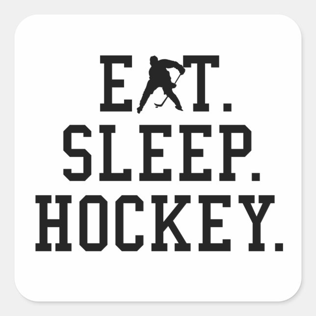 Pegatina Cuadrada Eat Sleep Hockey - Amantes de hockey Hoodie (Anverso)