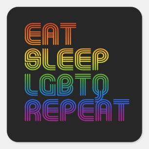 Pegatina Cuadrada Eat Sleep LGBTQ Repetir camiseta