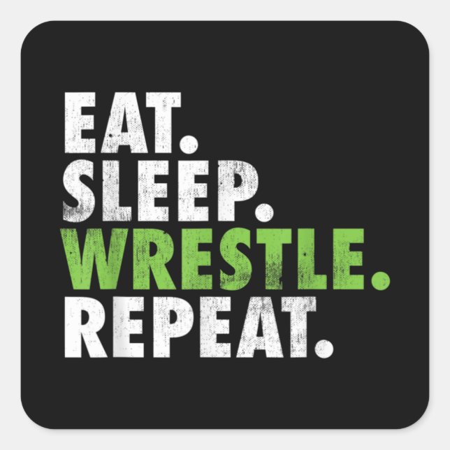 Pegatina Cuadrada Eat Sleep Wrestle Repeat - Wrestler Boy Men (Anverso)