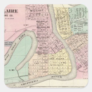 Pegatina Cuadrada Eau Claire y Medford