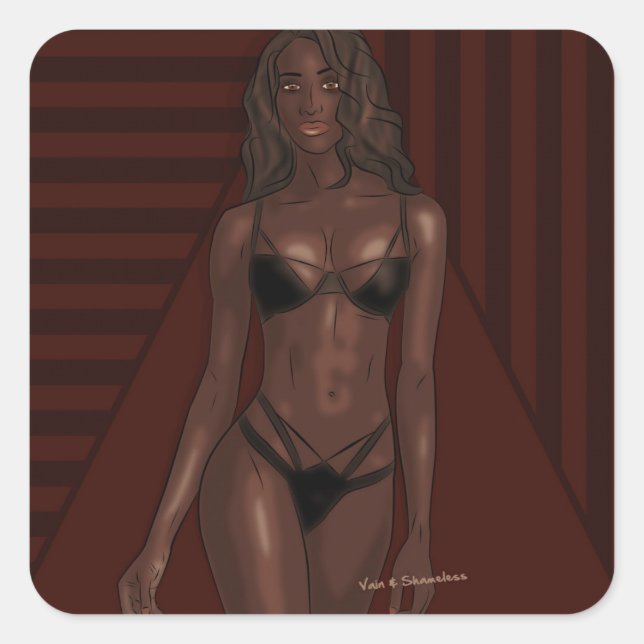 Pegatina Cuadrada ebony eyes (Anverso)