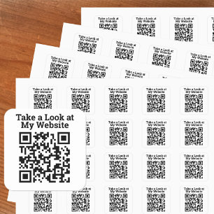 Pegatina Cuadrada Echa un vistazo al diseño de código QR de mi sitio