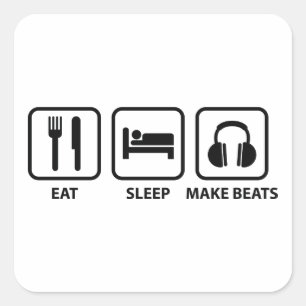 Pegatina Cuadrada Echar Sleep Make Beats