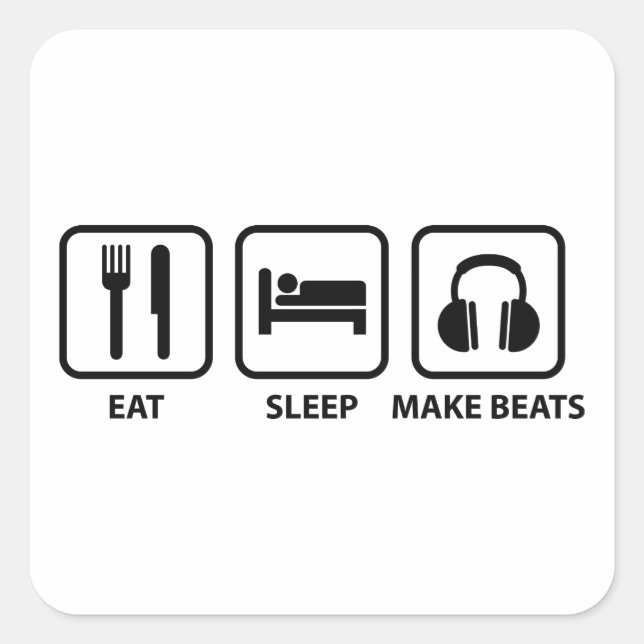 Pegatina Cuadrada Echar Sleep Make Beats (Anverso)