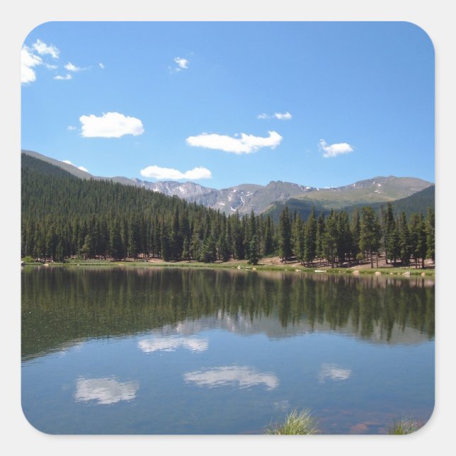 Pegatina Cuadrada Echo Lake Mt Evans Colorado (Anverso)