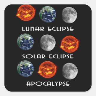 Pegatina Cuadrada Eclipse lunar Eclipse solar Apocalipsis